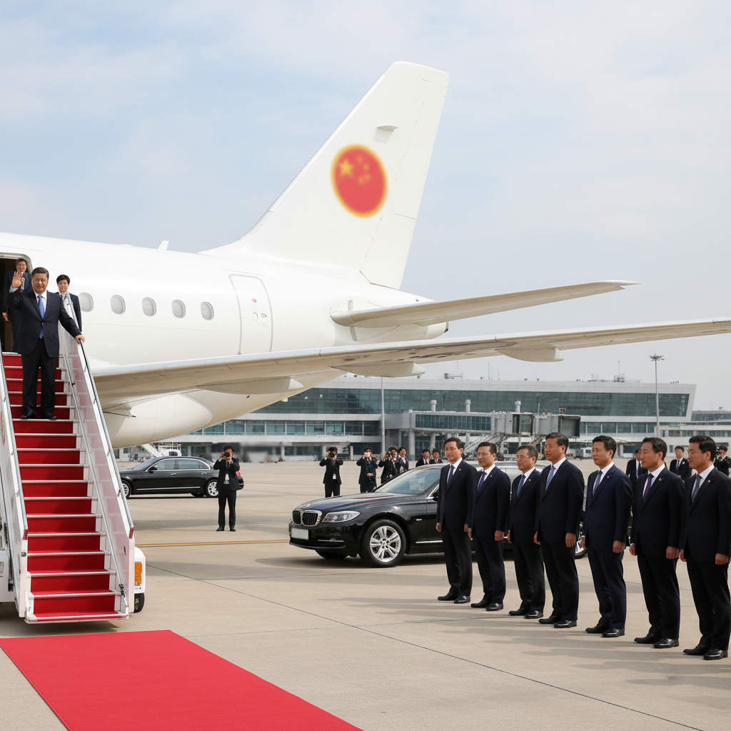 시진핑 주석, 김해공항 도착…한중 정상회담 임박